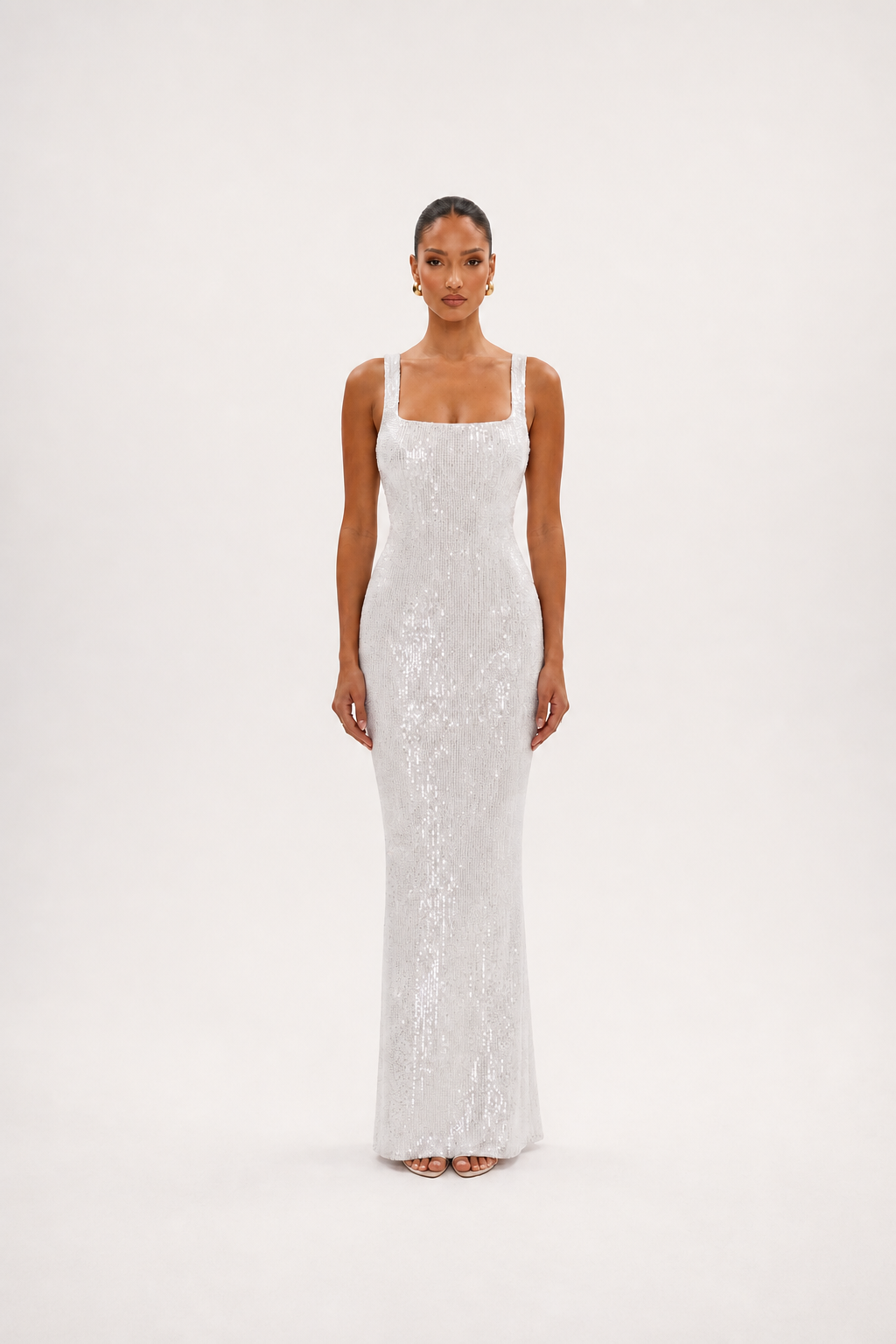 Vestido largo brillante – blanco