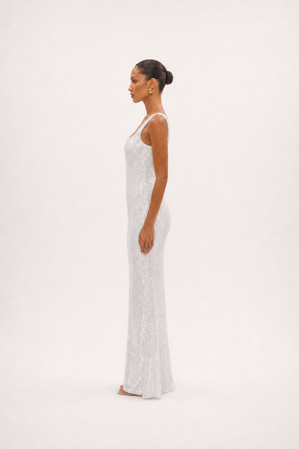 Vestido largo brillante – blanco