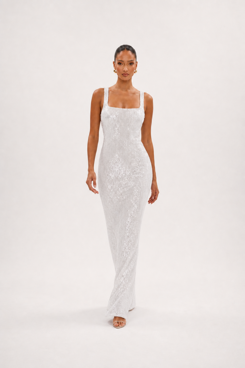 Vestido largo brillante – blanco