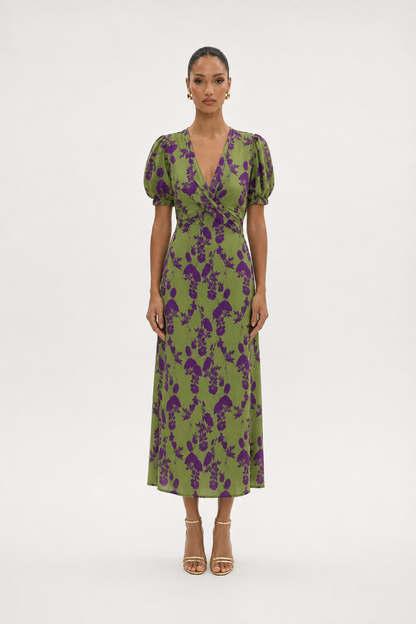 Vestido midi floral – verde