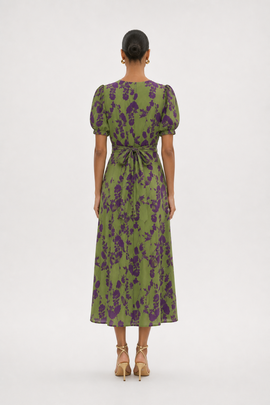 Vestido midi floral – verde
