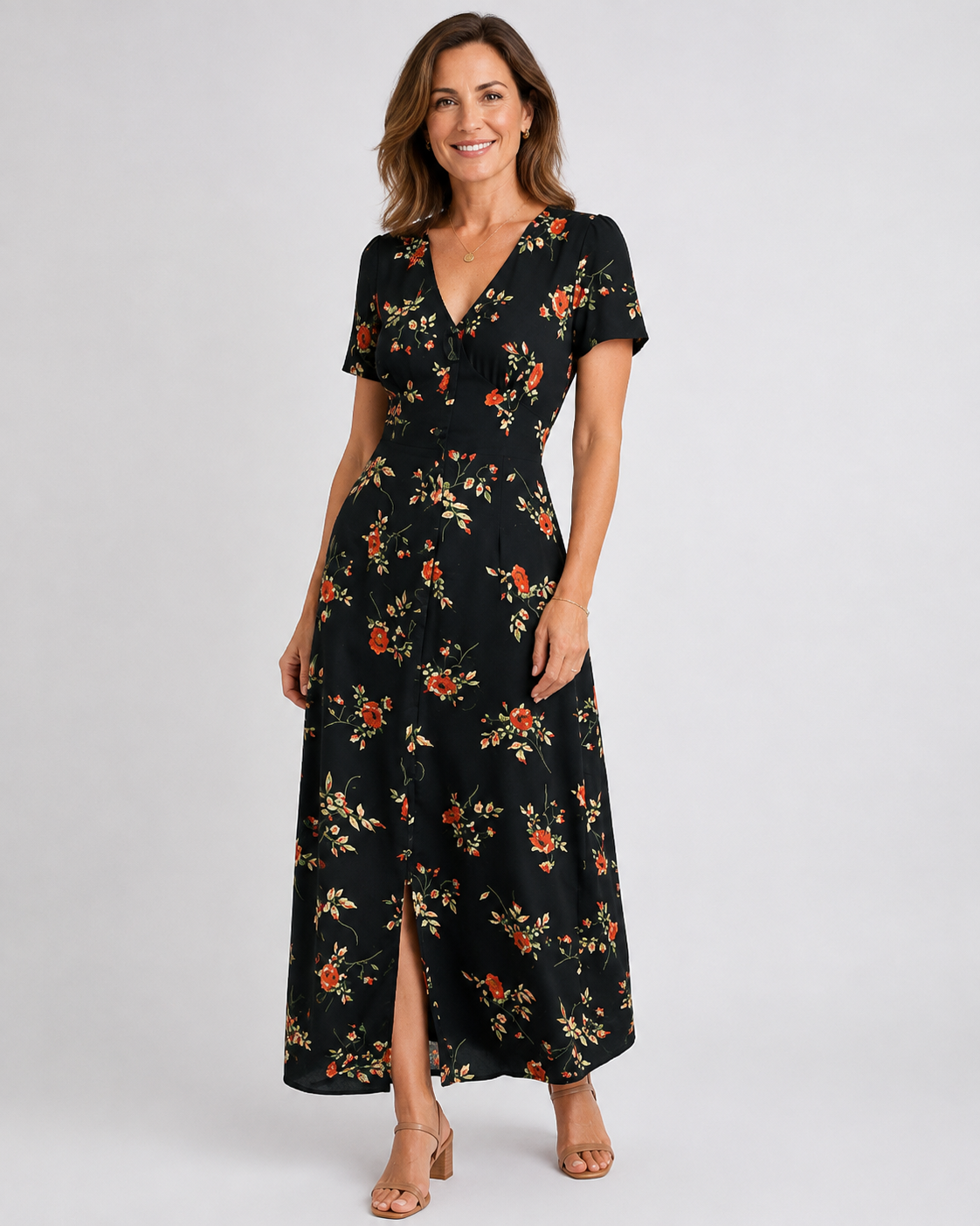 Vestido floral negro