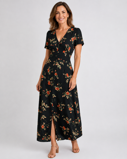 Vestido floral negro