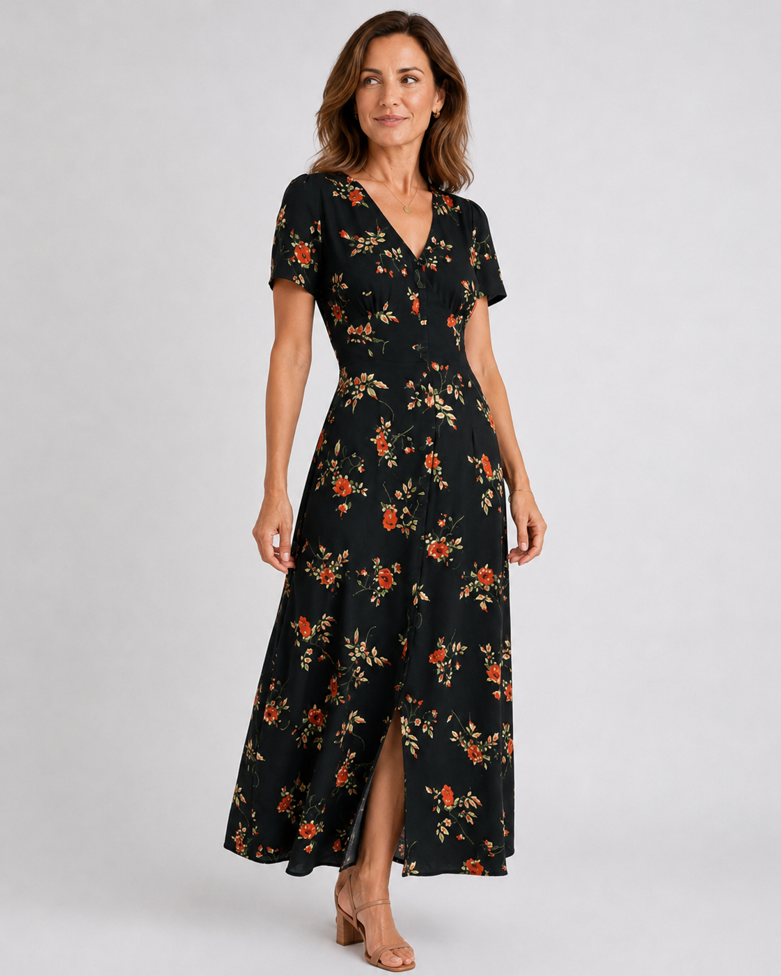 Vestido floral negro