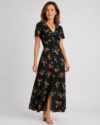 Vestido floral negro
