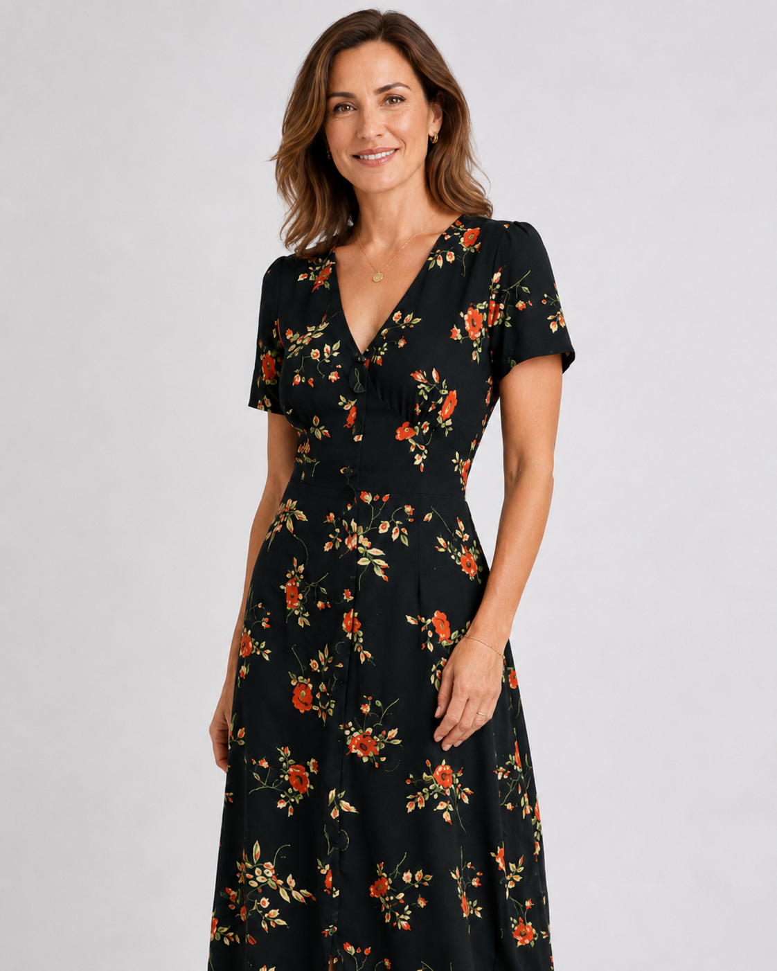 Vestido floral negro