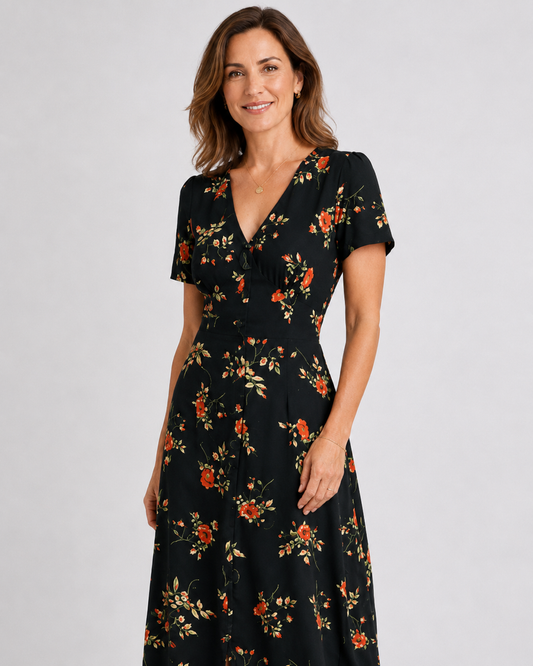 Vestido floral negro