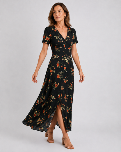Vestido floral negro