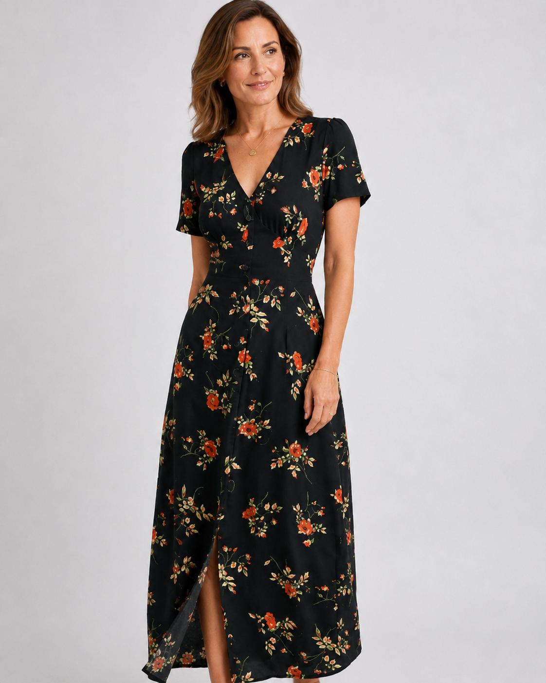 Vestido floral negro