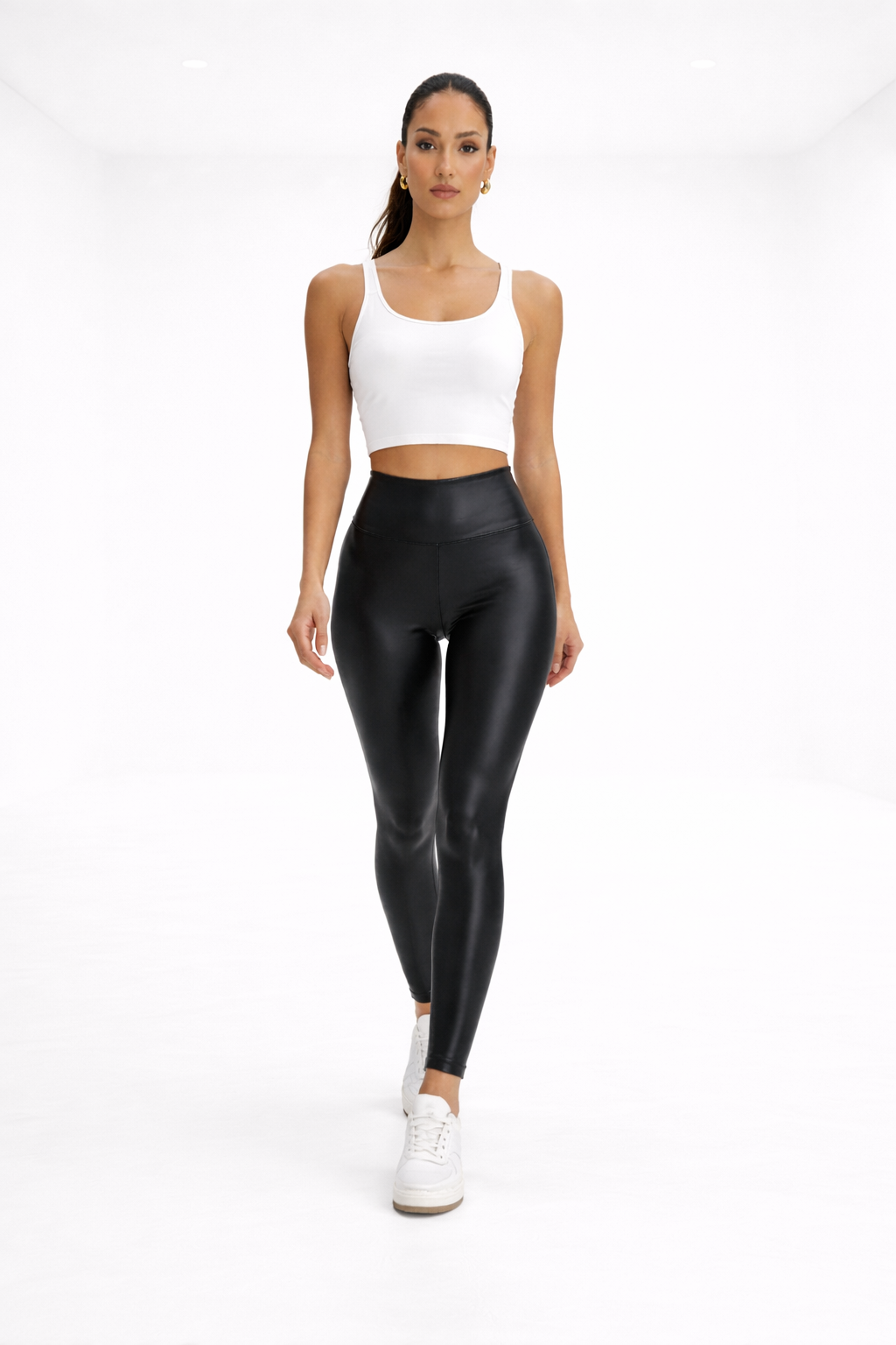 Leggings efecto cuero – negro
