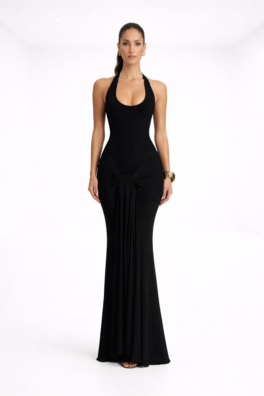 Vestido largo ajustado – negro