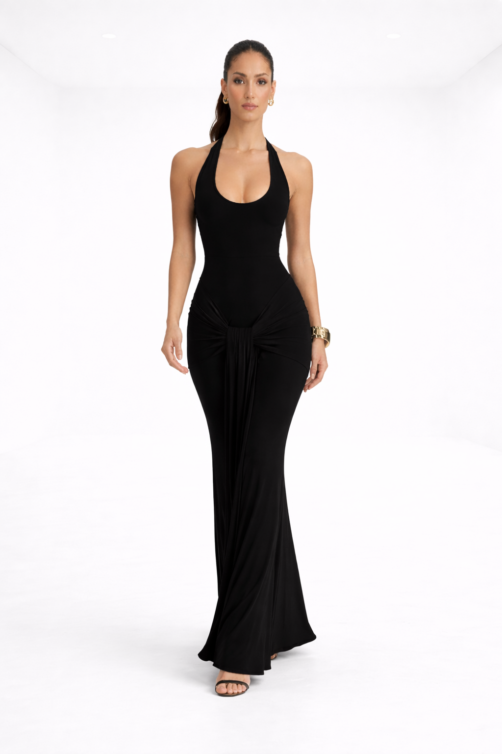 Vestido largo ajustado – negro