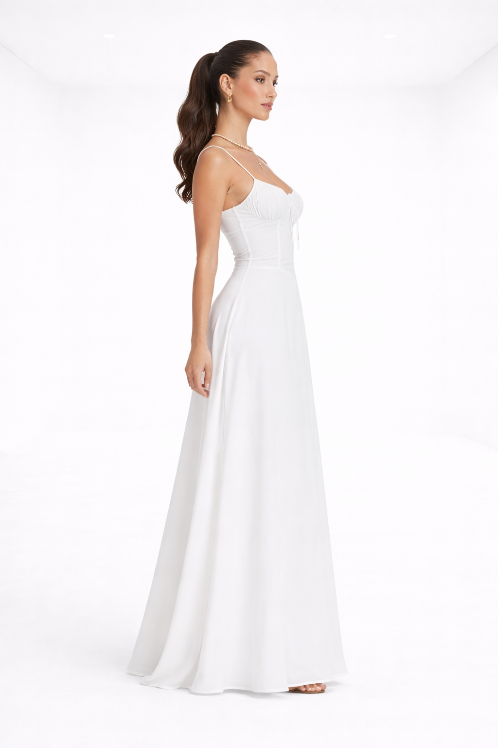 Vestido largo estructurado – blanco