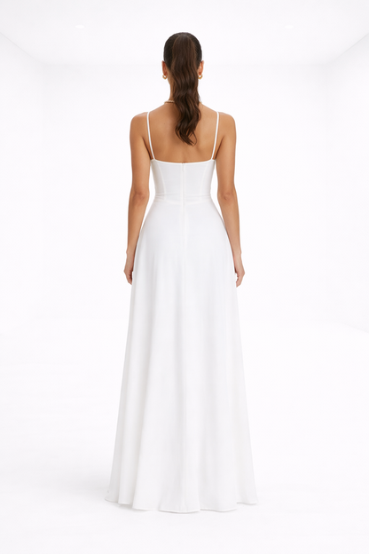 Vestido largo estructurado – blanco