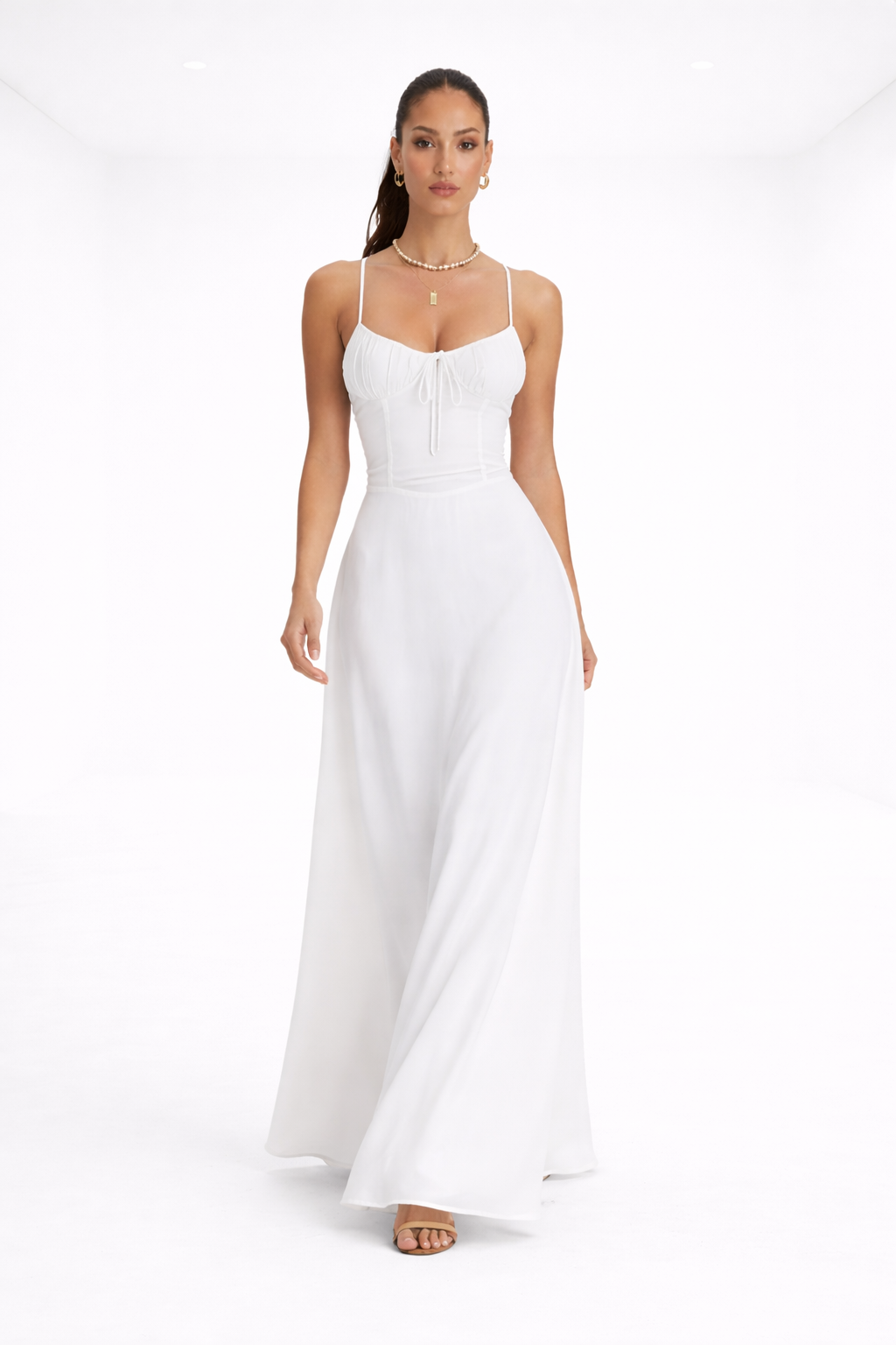 Vestido largo estructurado – blanco