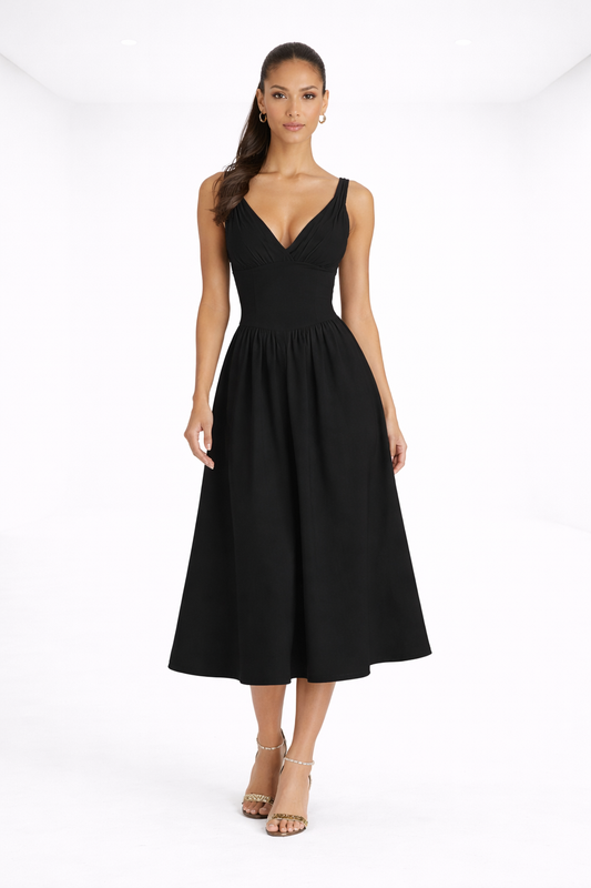 Vestido midi elegante – negro