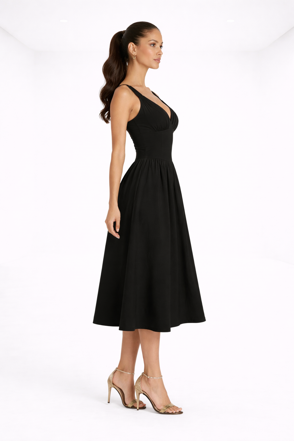 Vestido midi elegante – negro