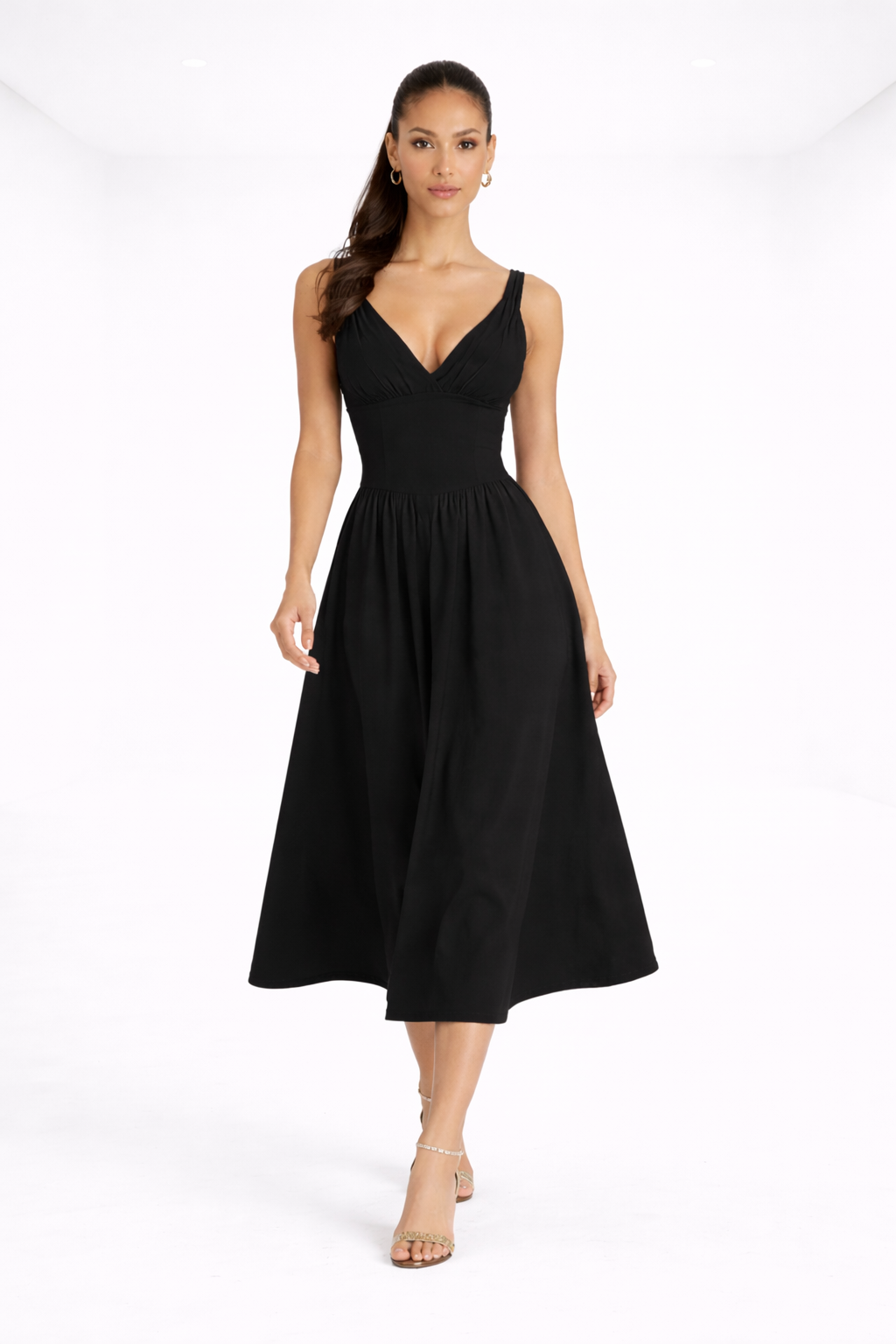 Vestido midi elegante – negro