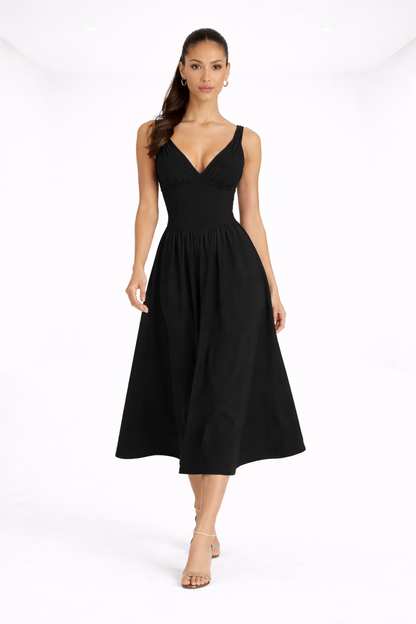 Vestido midi elegante – negro