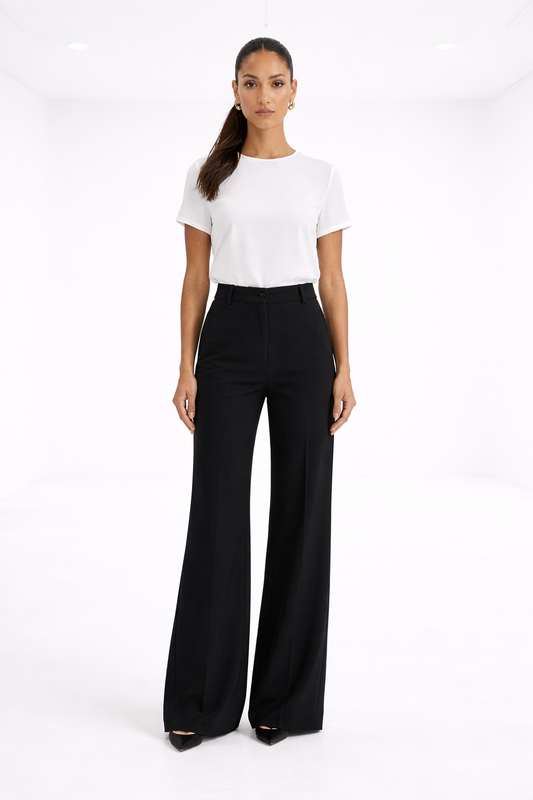 Pantalón recto de tiro alto – negro