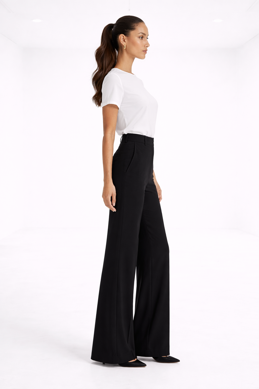 Pantalón recto de tiro alto – negro