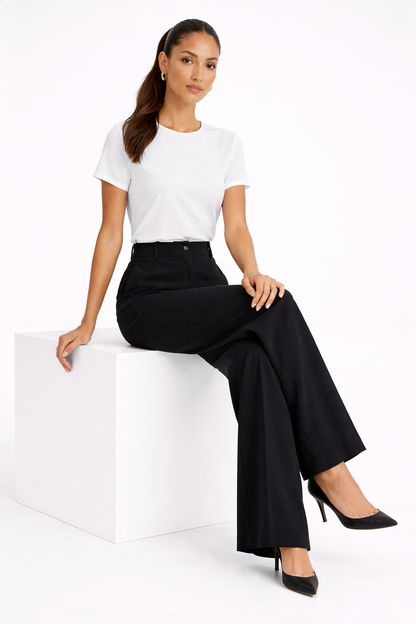 Pantalón recto de tiro alto – negro