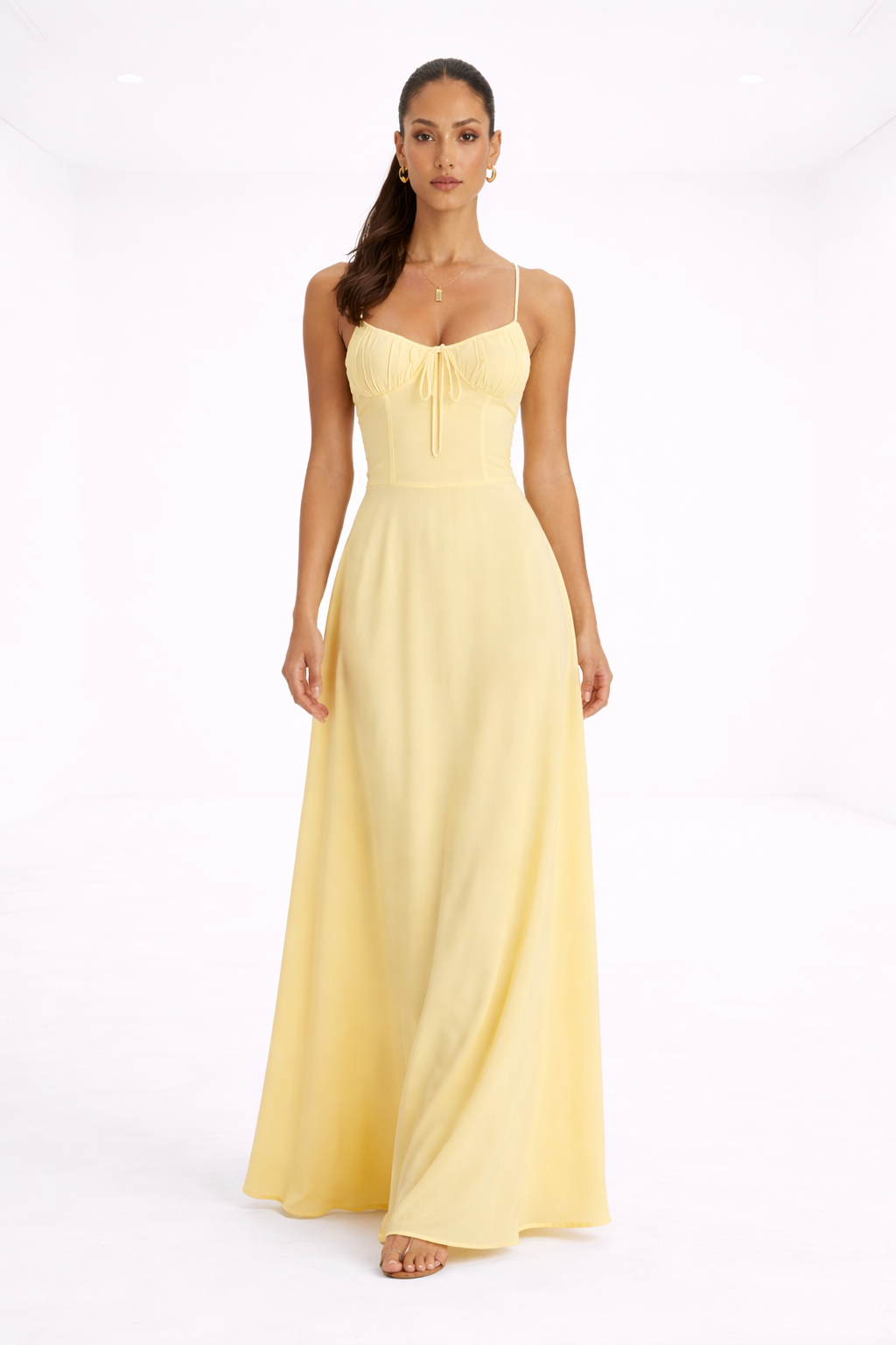 Vestido largo estructurado – amarillo suave
