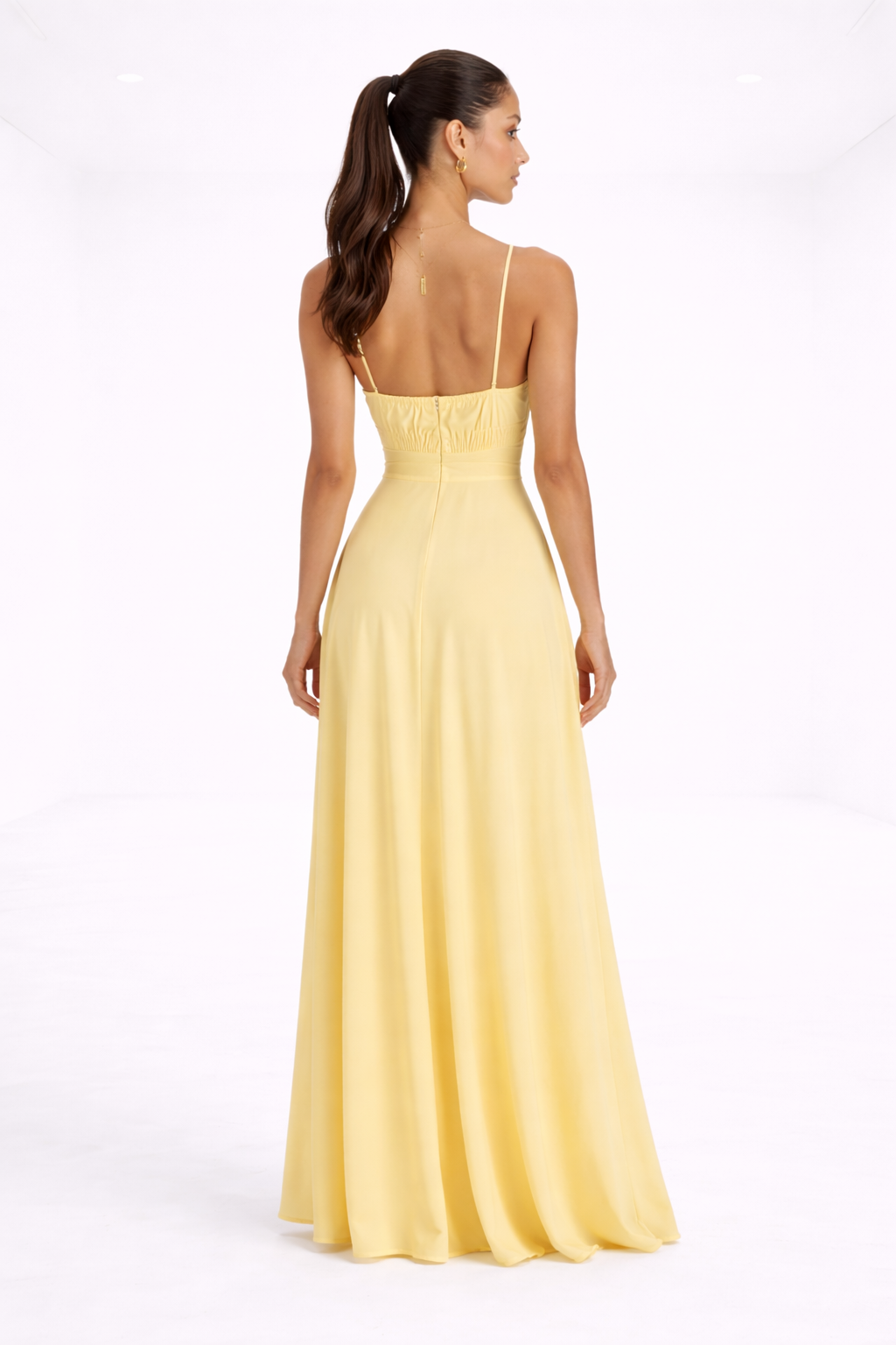 Vestido largo estructurado – amarillo suave
