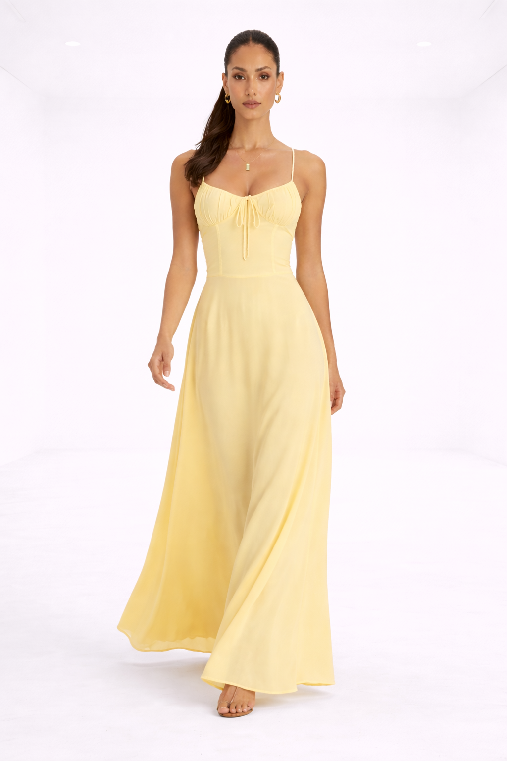 Vestido largo estructurado – amarillo suave
