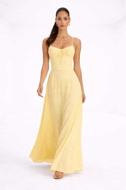 Vestido largo estructurado – amarillo suave