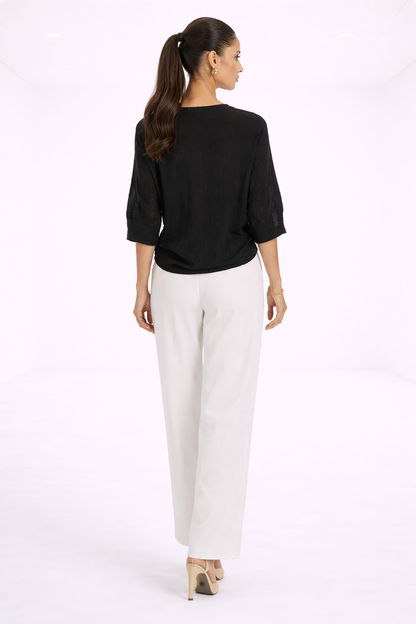 Blusa elegante de escote en V – negro
