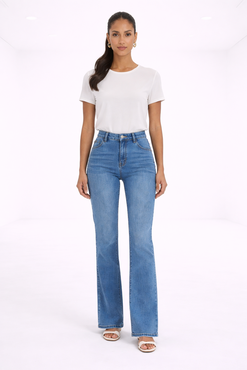 Jeans rectos de tiro alto – azul