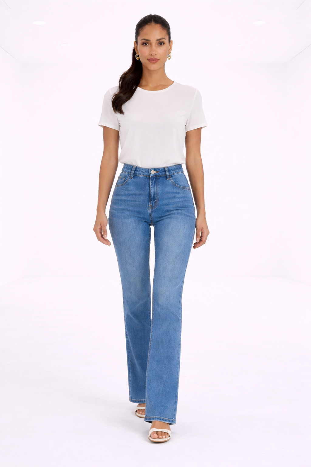 Jeans rectos de tiro alto – azul