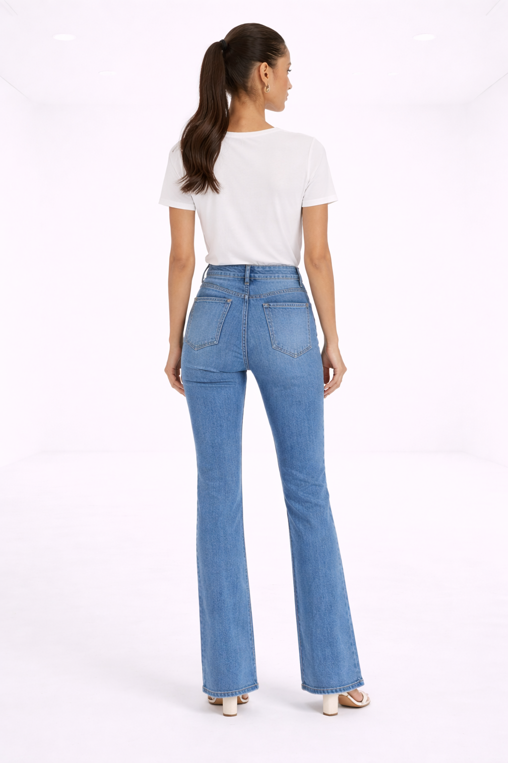 Jeans rectos de tiro alto – azul