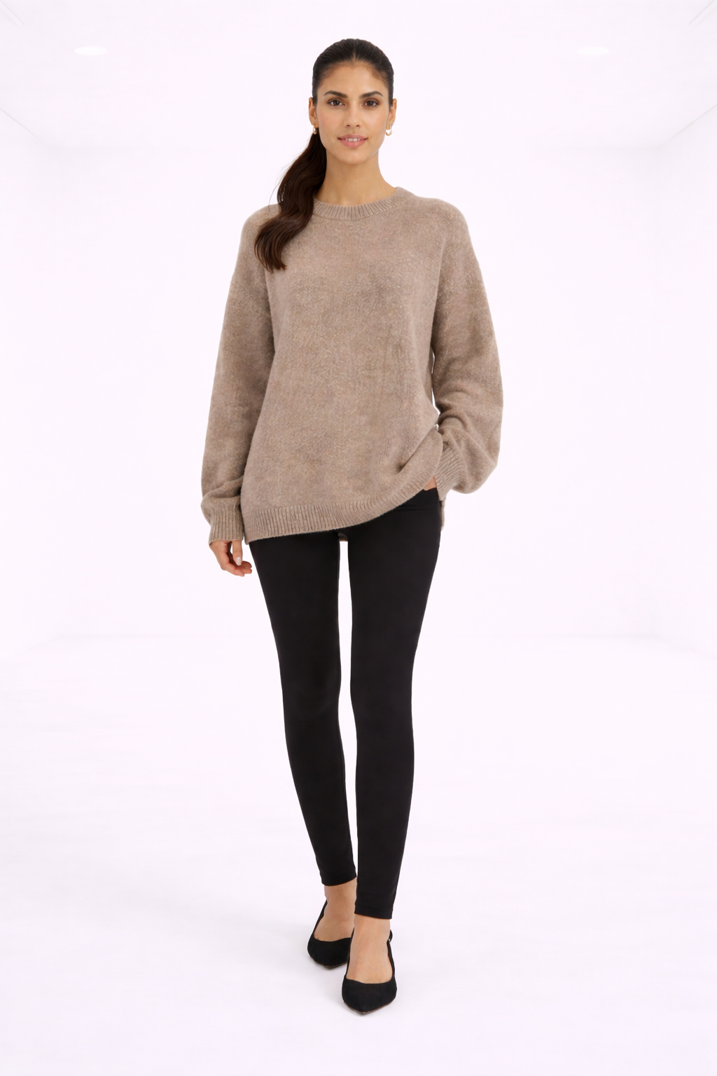 Jersey básico de punto – beige