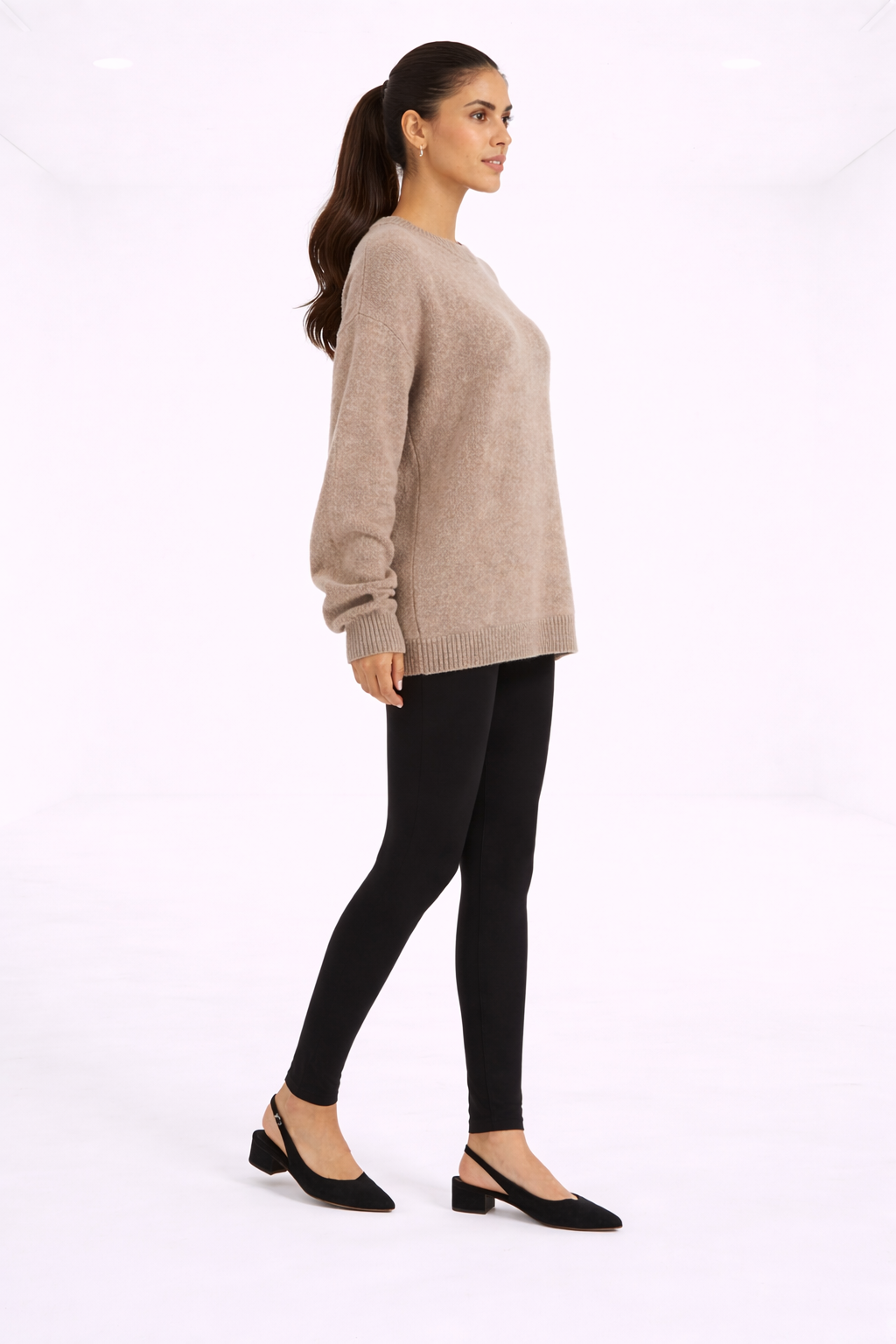 Jersey básico de punto – beige