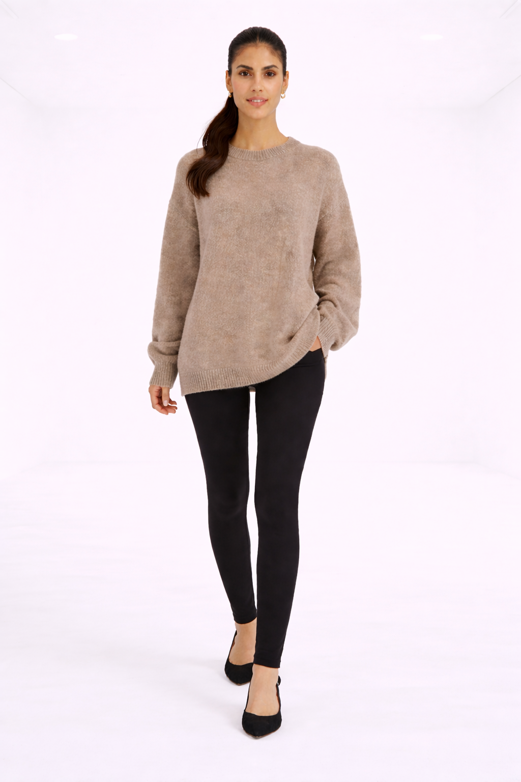 Jersey básico de punto – beige