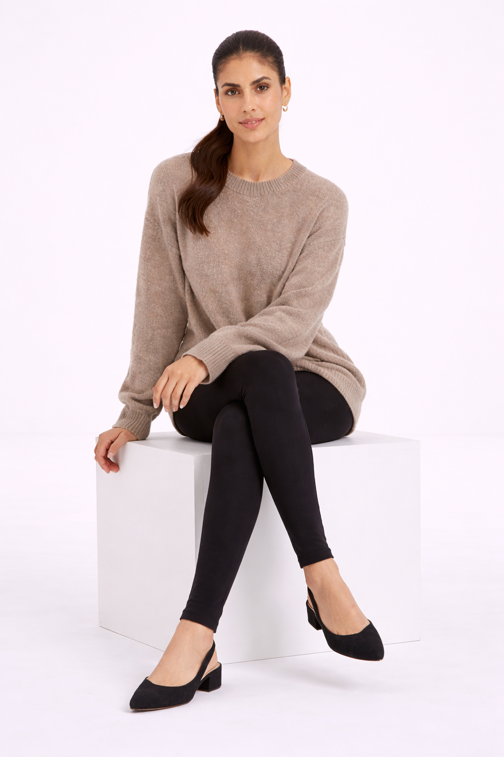 Jersey básico de punto – beige