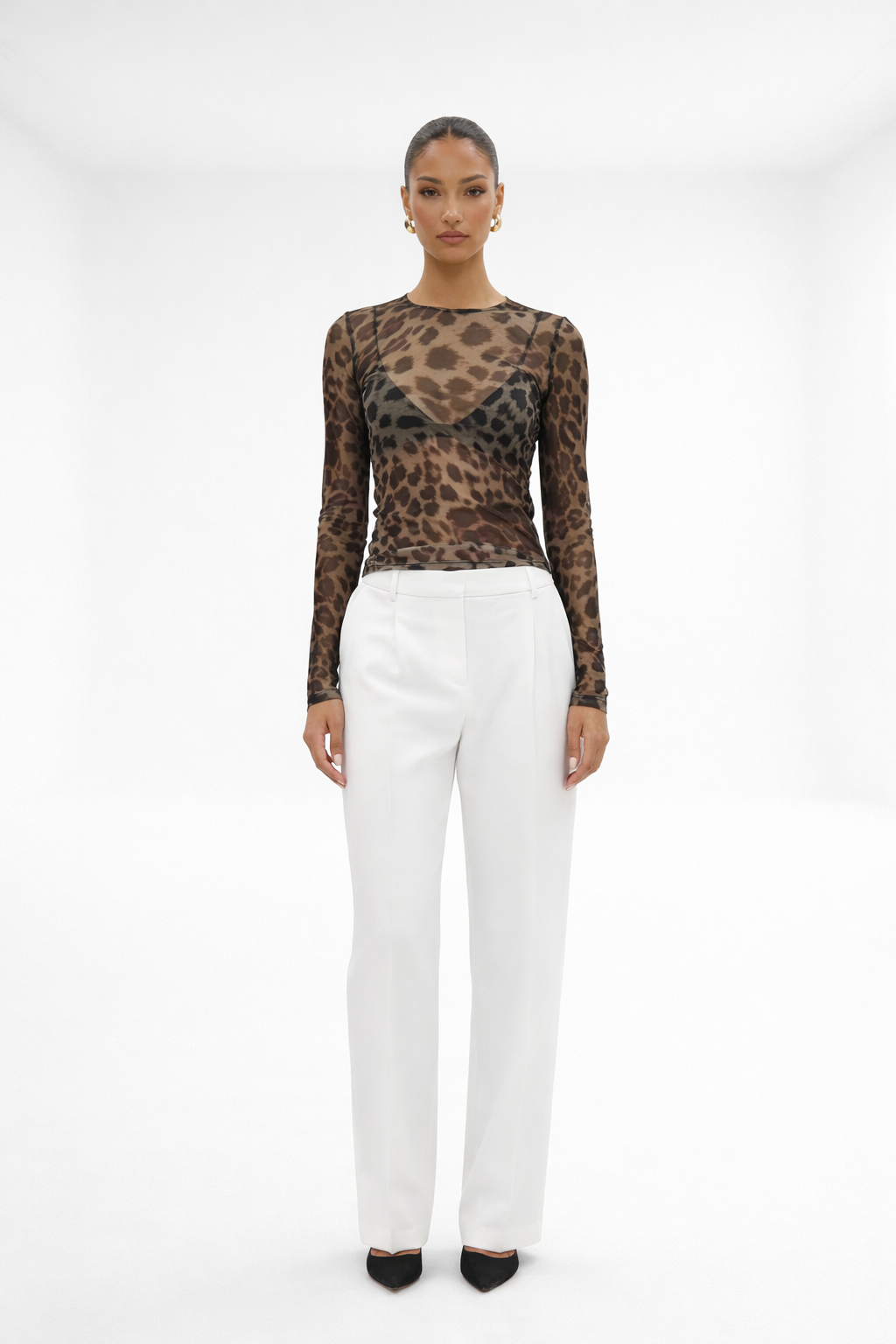 Top transparente estampado – negro