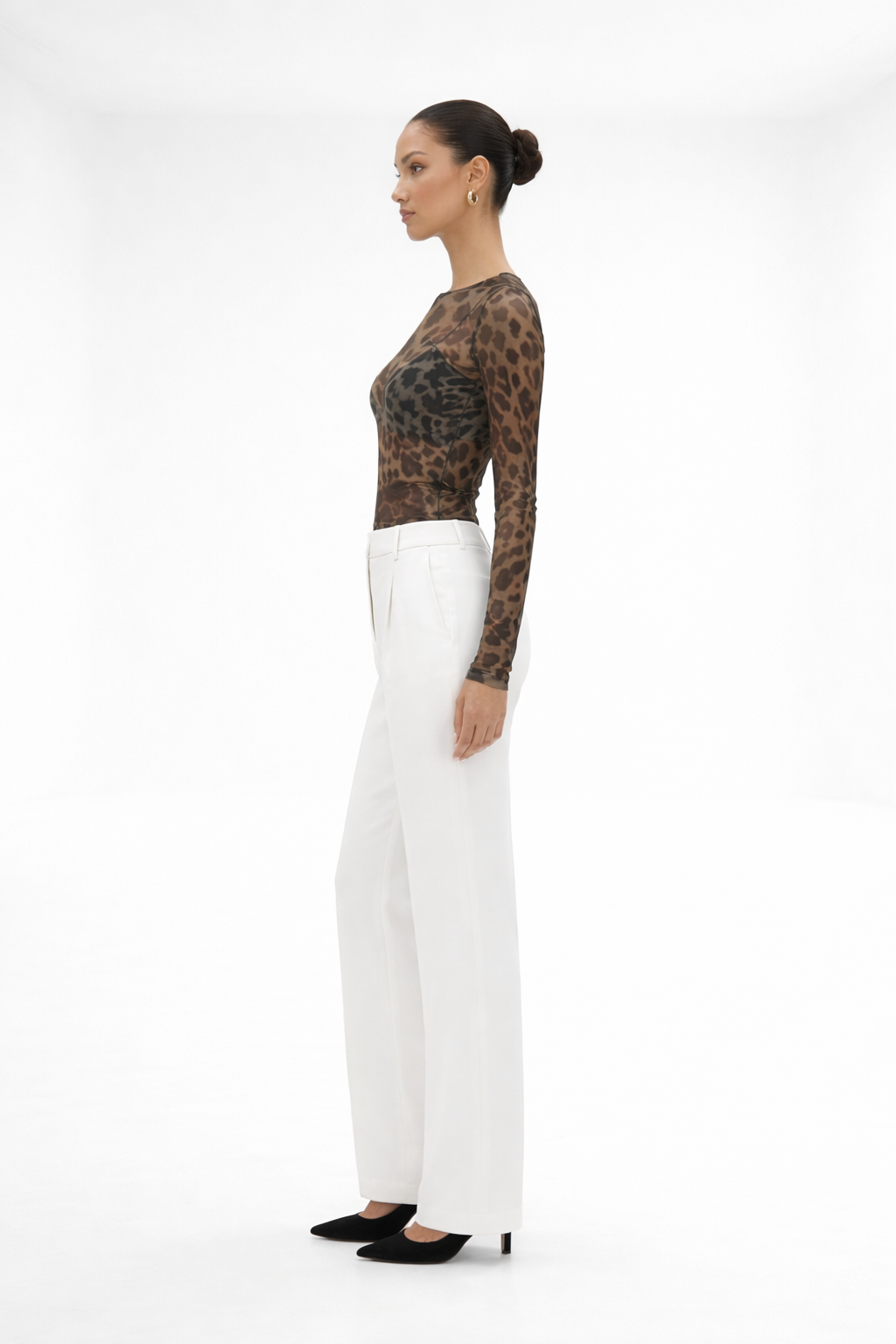 Top transparente estampado – negro