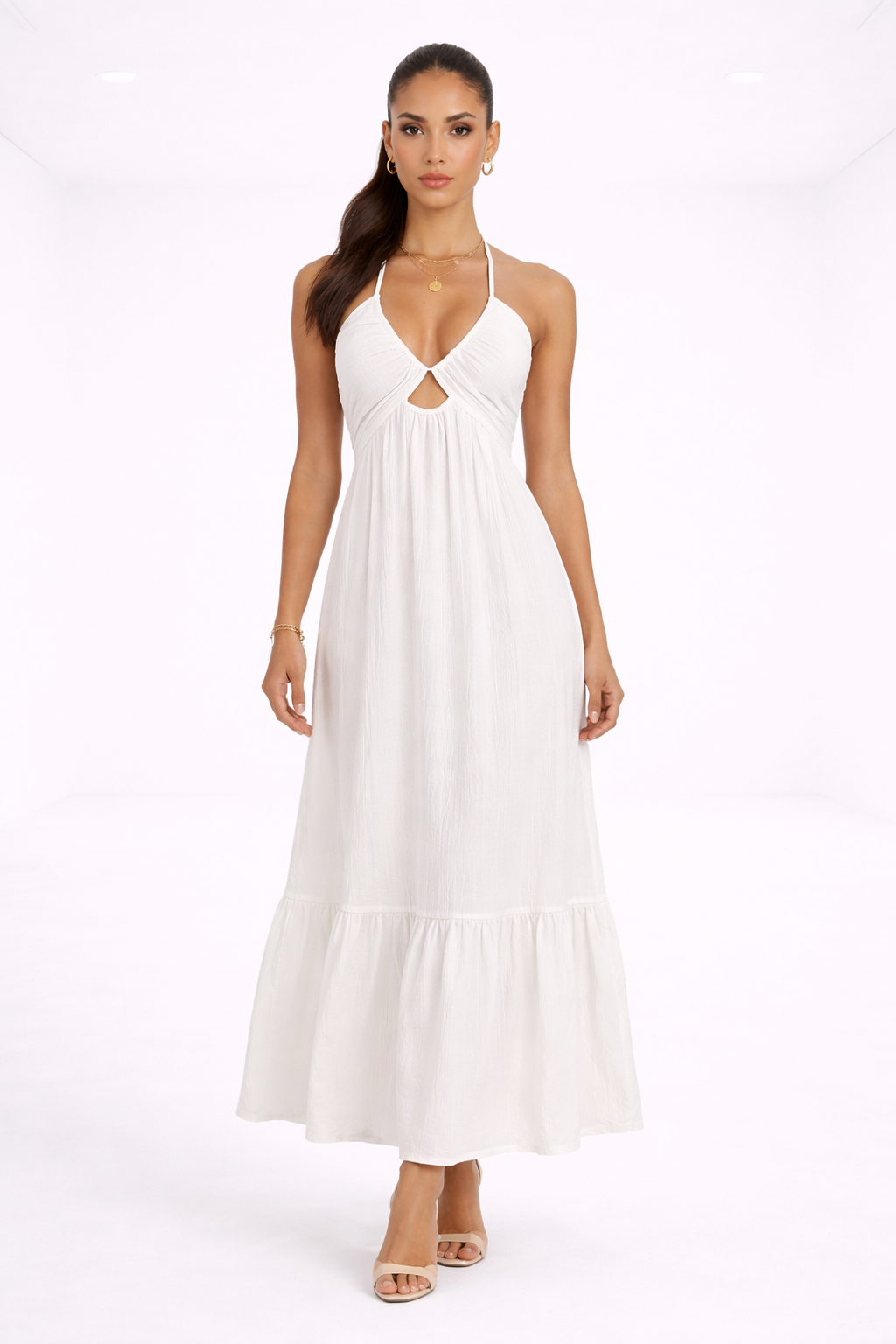 Vestido largo fluido – blanco