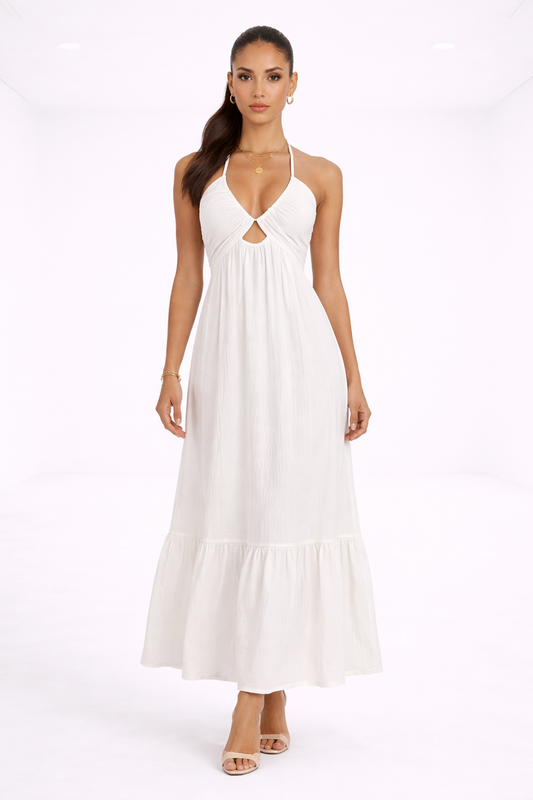 Vestido largo fluido – blanco