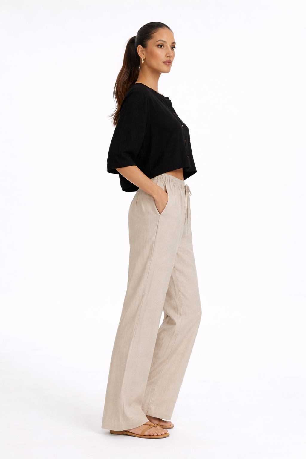 Pantalón Lino - Beige
