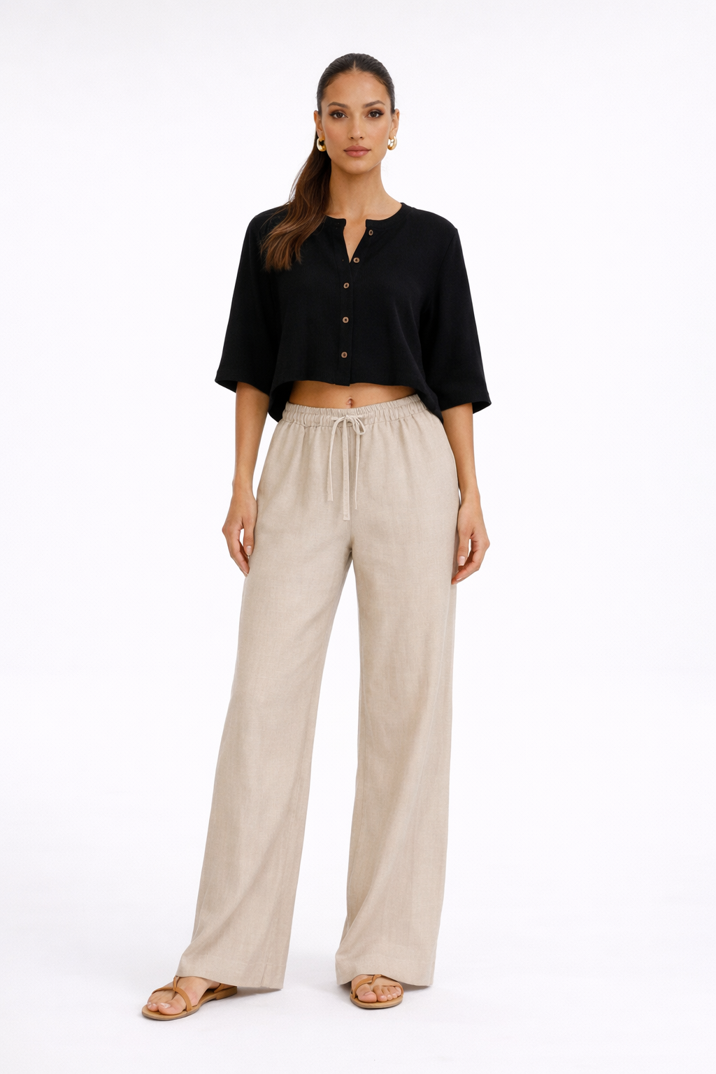 Pantalón Lino - Beige
