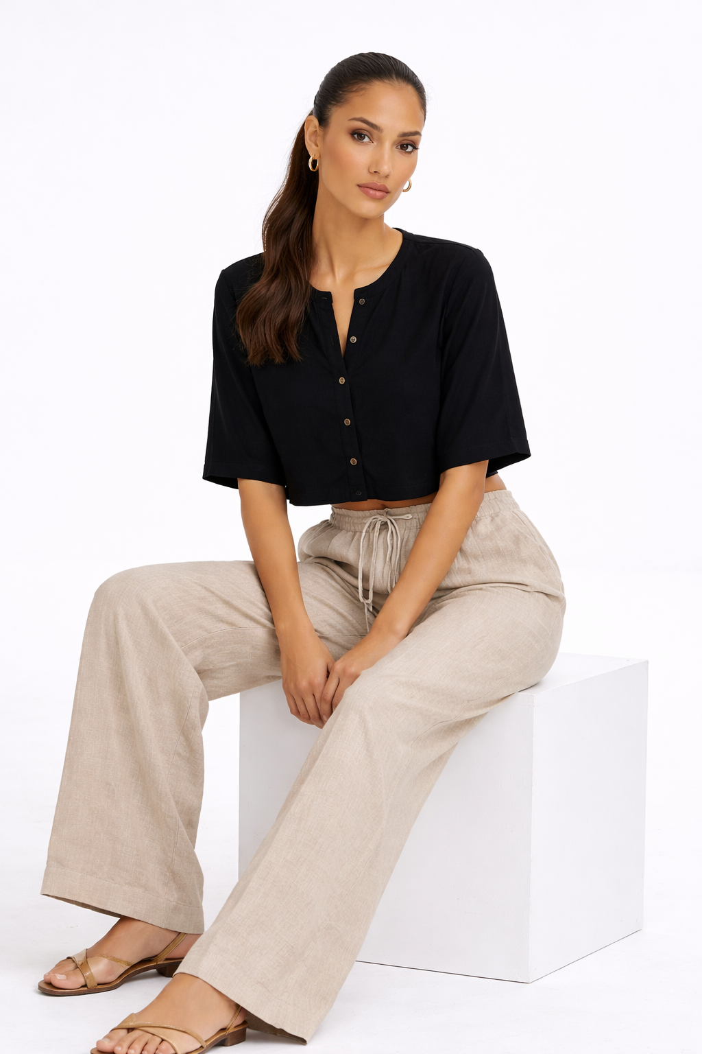 Pantalón Lino - Beige