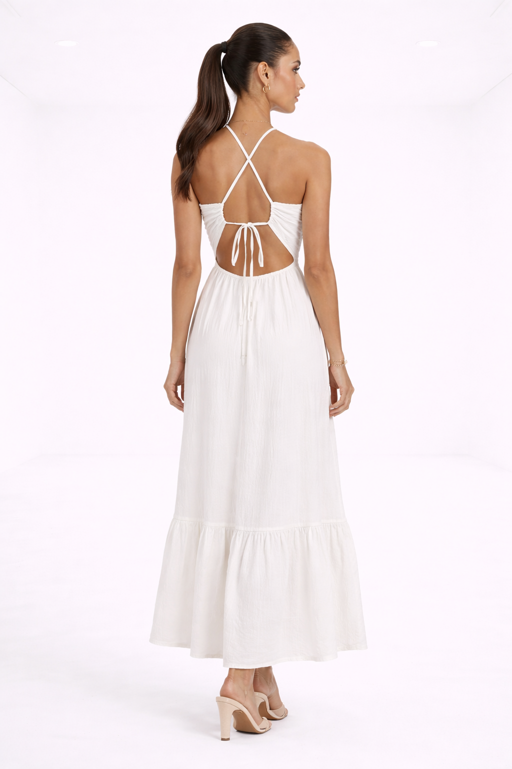 Vestido largo fluido – blanco